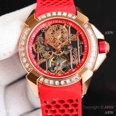 Copy Jacob and Co Epic x CR7 Automatic Men's Rose Gold with Baguettes